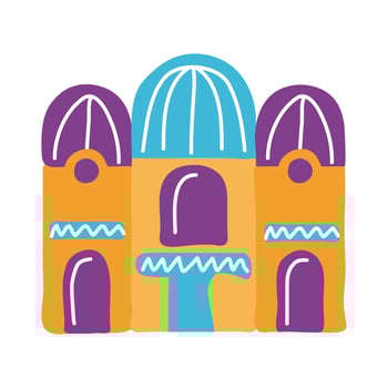 mexican house facade flat style icon vector