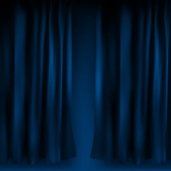 Realistic colorful blue velvet curtain folded vector