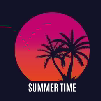 Beautiful Palm Tree Leaves Silhouette Background Vector Illustration