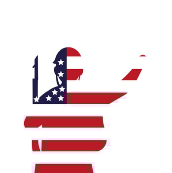 soldier with rifle and usa flag silhouette vector