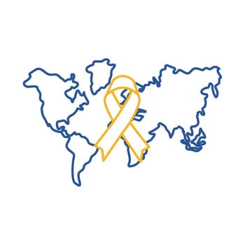 down syndrome campaign ribbon with earth maps line style icon vector