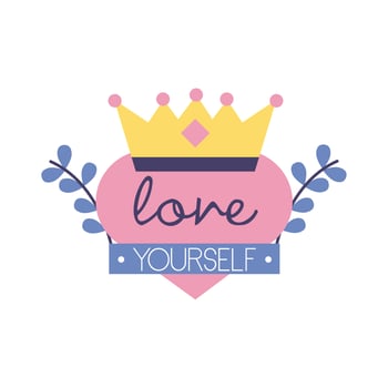 love yourself feminism lettering flat style icon vector
