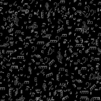 Seamless pattern from Set of musical notes and Treble clef vector