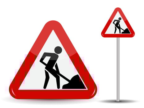 Road sign Warning Road works vector