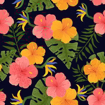 Seamless Tropical Flower Pattern vector