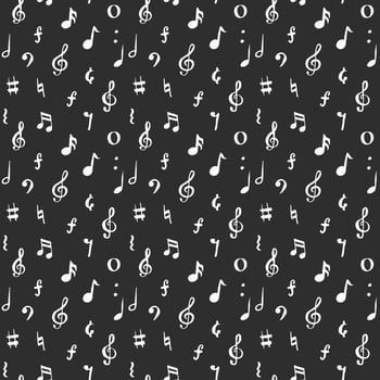 Music note seamless pattern vector illustration. Hand drawn sketched doodle music notes symbols