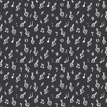 Music note seamless pattern vector illustration. Hand drawn sketched doodle music notes symbols