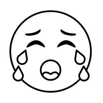crying emoji face classic line style icon vector