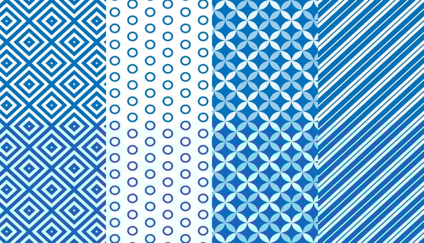 Blue and white seamless pattern set vector