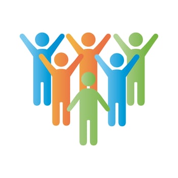 group of male community figures degradient style icon vector