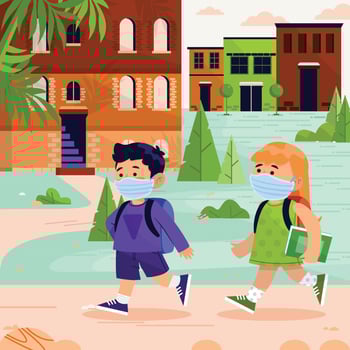 Students Walk Together Go to School vector