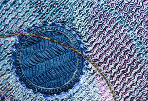 Denim and cotton chenille carpet, texture fluffy photo