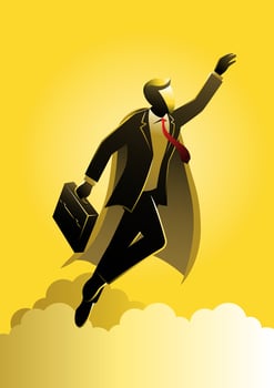 Hero Businessman with Super Power Flying vector