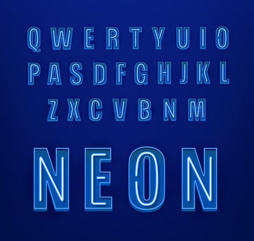 Neon style vector alphabet
