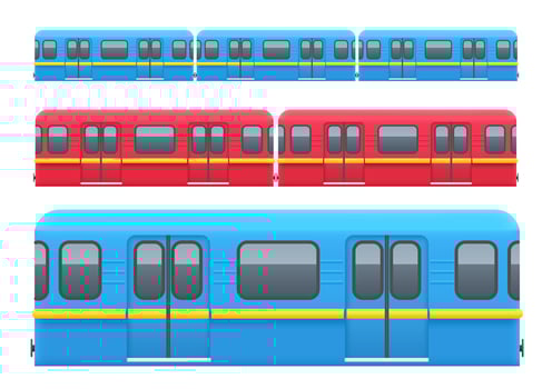 Underground train wagons set isolated on white background vector