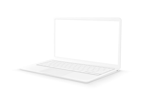 White laptop with blank screen on white background vector