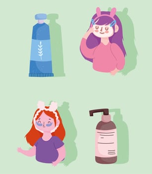 girls cosmetics skincare vector