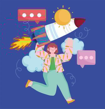 businesswoman startup cartoon vector