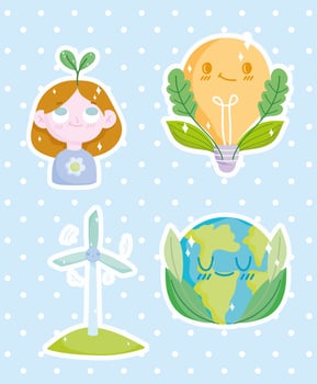 ecology cute set vector