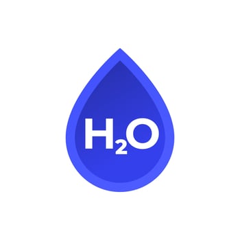 h2o icon with water drop vector