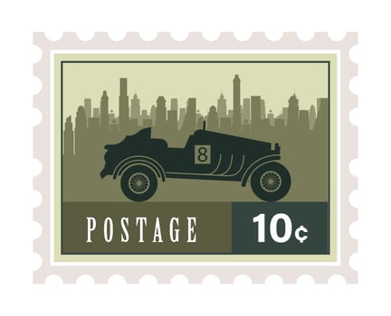 car postage stamp vector