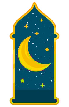 crescent moon window vector