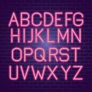 alphabet neon style set vector design