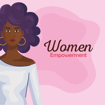 women empowerment with black woman cartoon from side vector design