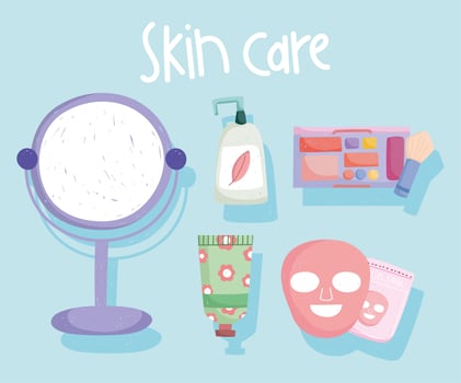 skincare products icons vector