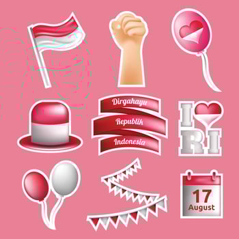 Indonesia Independence Day Sticker Template vector