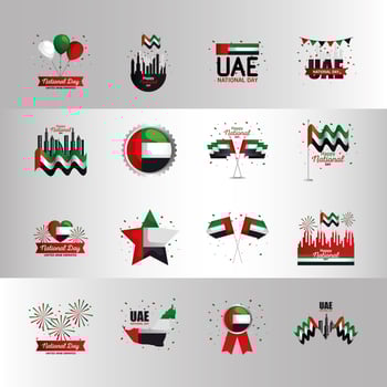 Uae national day icon set vector design
