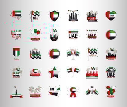 Uae national day set of icons vector design