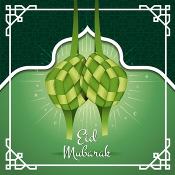 Eid Mubarak with Ketupat Concept vector