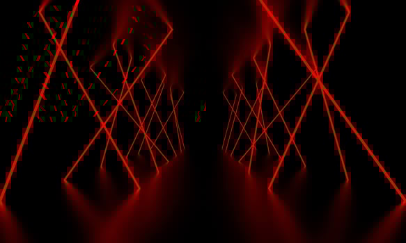 Red laser light glow in the dark room 3D Illustration photo