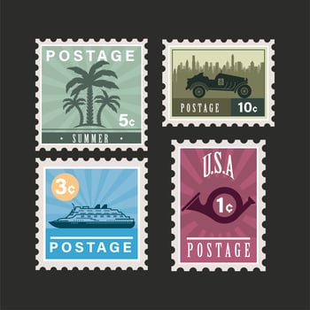 postage four stamps vector