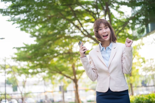 Attractive asian business woman Cheerful in Outside Office photo
