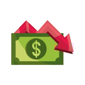 down arrow banknote money stock market crash isolated icon vector