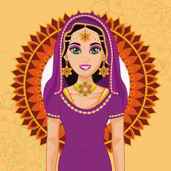 arab bride and frame vector