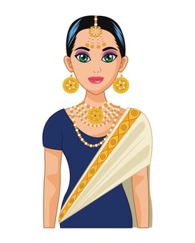 arabic bride dress blue vector