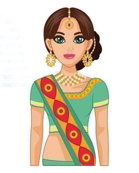 arabic bride dress green vector