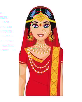 arabic bride red dress vector