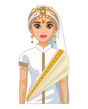 arabic bride white dress vector