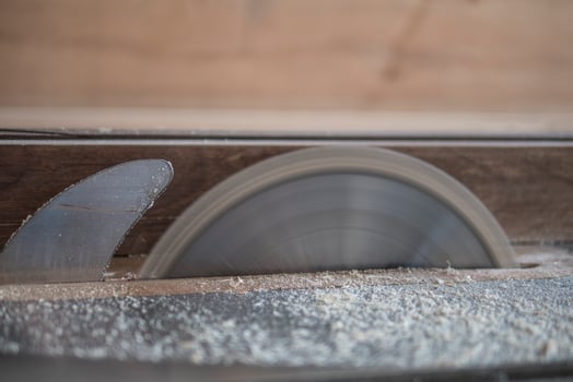 circular in action table saw rotates saw blade photo