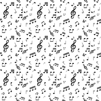 Seamless pattern from Set of musical notes and Treble clef vector