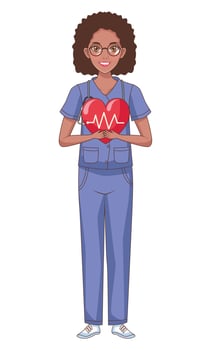 nurse with heart vector