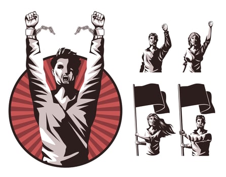 five persons protesting vector