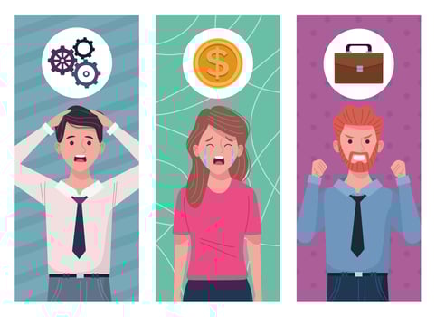 business people extressed for information overload vector