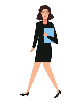 young businesswoman walking with documents back to office vector