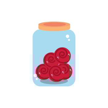 jar glass candies sweet confectionery snack food vector