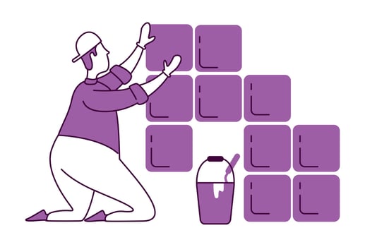 Laying tiles flat silhouette vector illustration